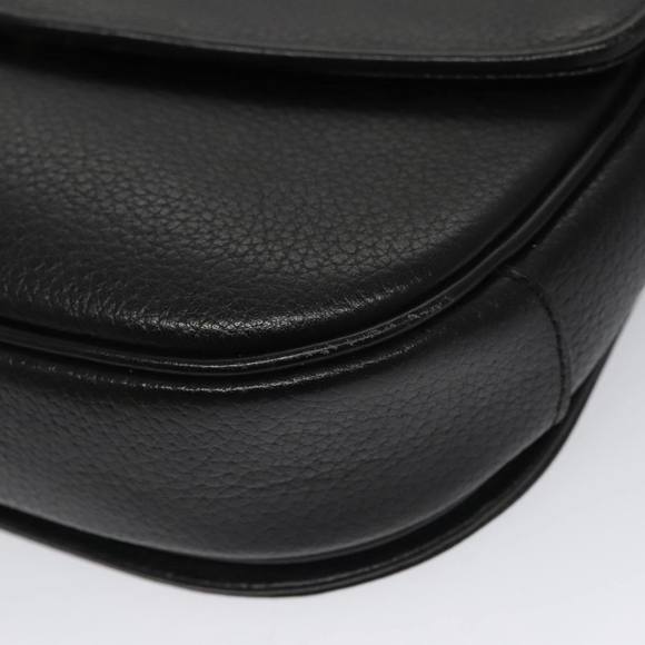 Burberrys Shoulder Bag Leather Black Gold Auth ep6988